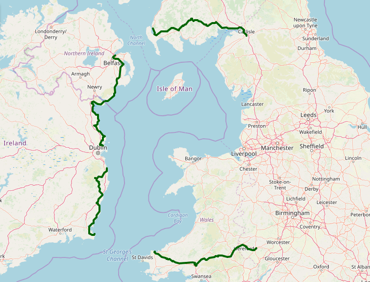 Outline map of the route