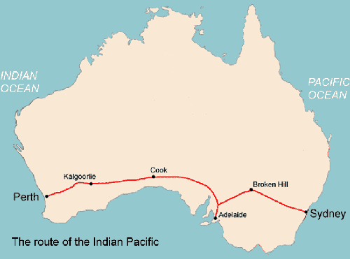 Indian Pacific route map