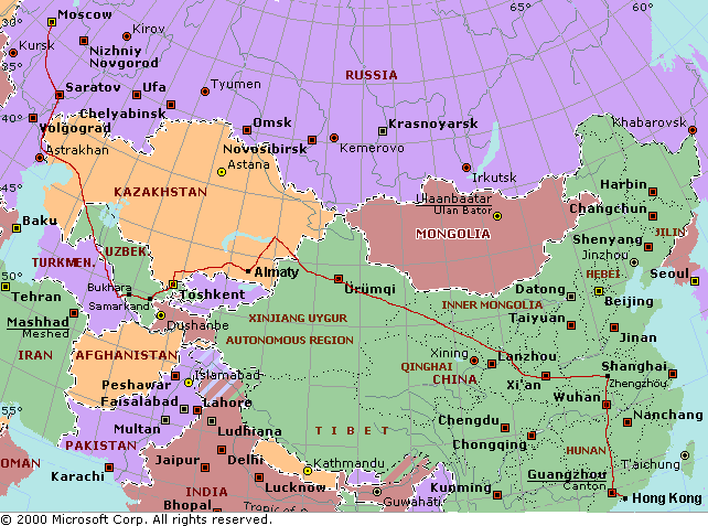 Silk Route by Rail route map