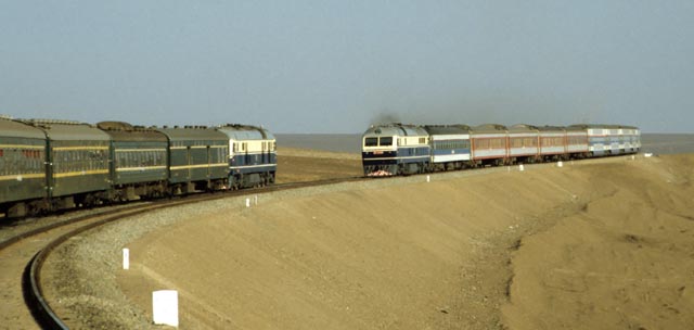 Trains near Turpan, China