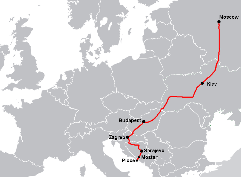 Map showing route taken by train
