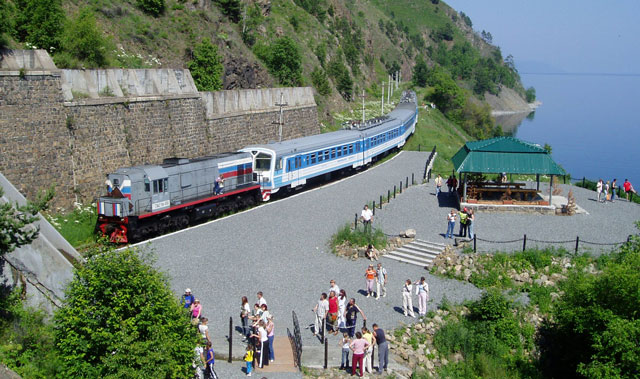 Tourist train by Lake Baikal