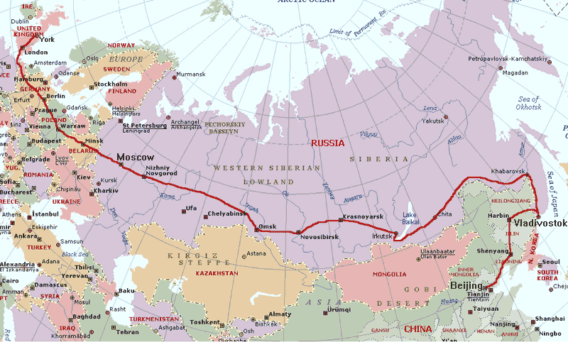 Trans-Siberian route map