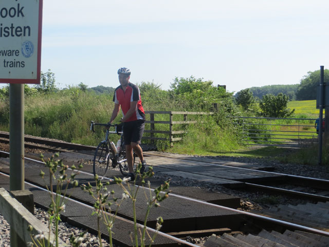 Jim on Harpham level crossing